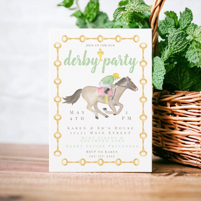 Watercolor Jockey Derby Party Horse Race Cup Invitation (Creator Uploaded)