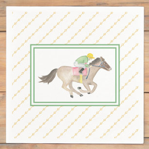 Watercolor Jockey Preakness Party Horse Race Gold  Napkin