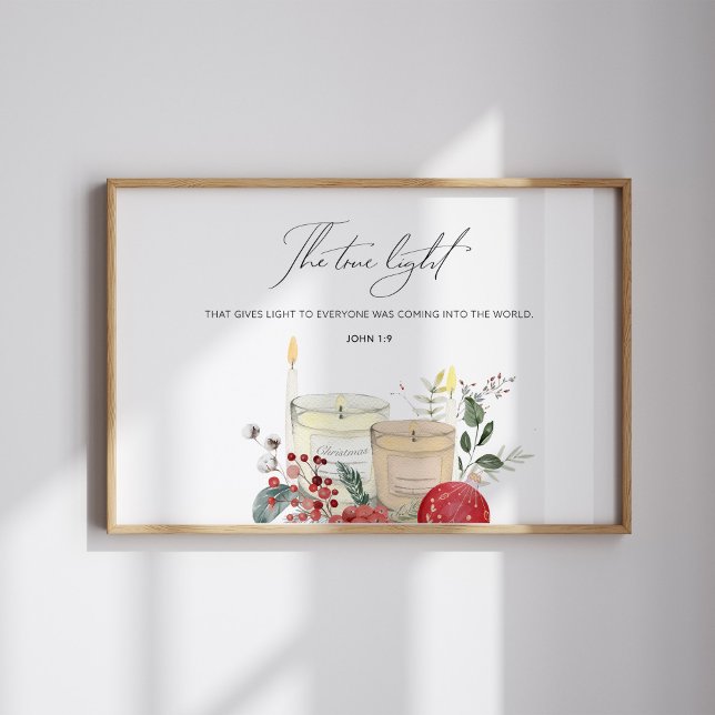 Watercolor John 1:9 Christmas bible verse Poster (Creator Uploaded)
