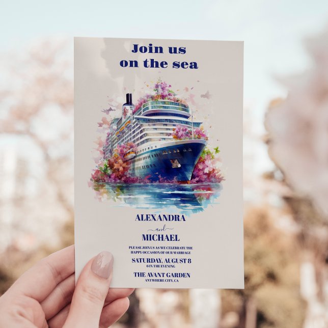  Watercolor Join us on the sea cruise wedding Invitation (Creator Uploaded)