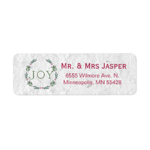 Watercolor Joy Wreath address label