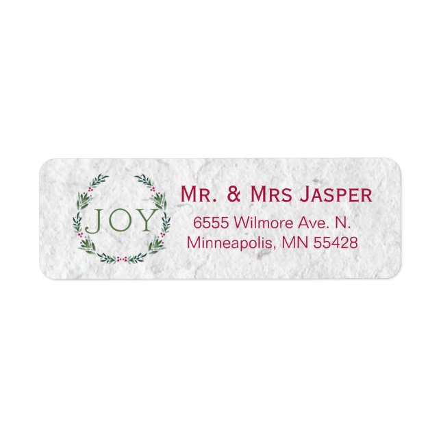 Watercolor Joy Wreath address label  (Front)