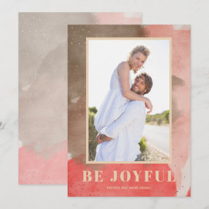 Watercolor Joyful Christmas Photo Holiday Card