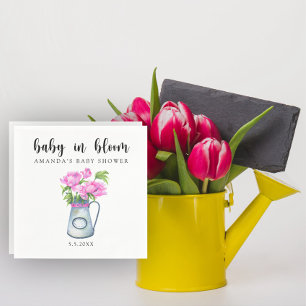 Watercolor jug of flowers - baby in bloom napkin