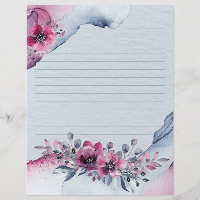 Watercolor Julia Floral Writing Paper (Front)