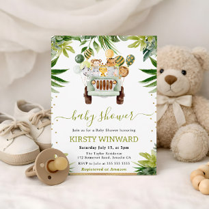 Watercolor Jungle Animals  Baby Shower Invitation