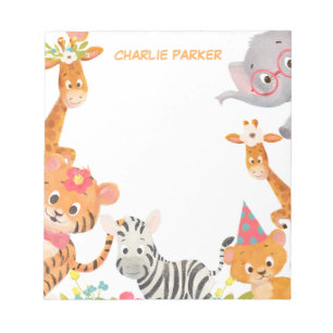 Watercolor Jungle Animals  Notepad