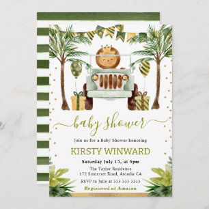Watercolor Jungle Lion Baby Shower Invitation