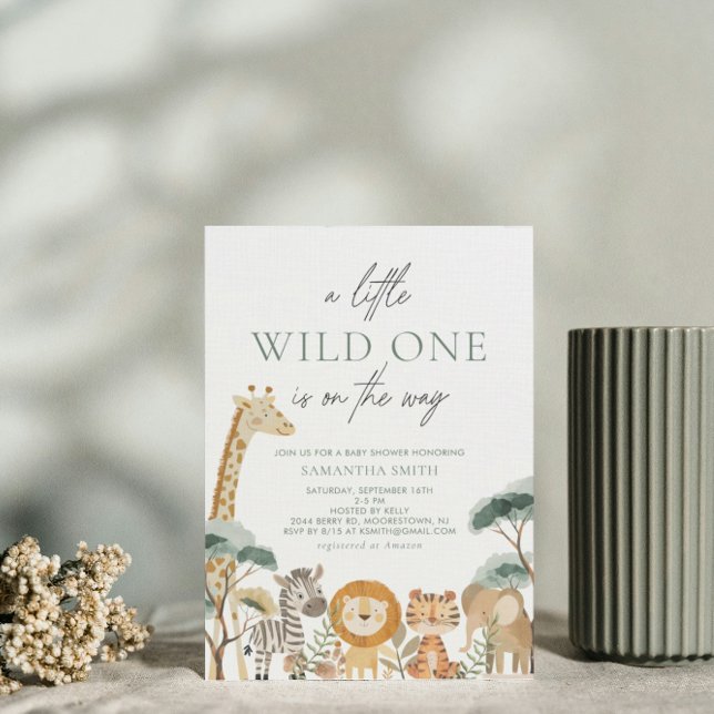 Watercolor Jungle Safari Animals Baby Shower Invitation (Creator Uploaded)