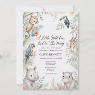 Watercolor Jungle Safari Baby Shower Invitation