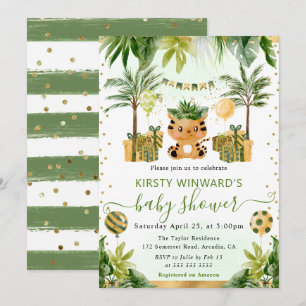Watercolor Jungle Tiger Baby Shower Invitation