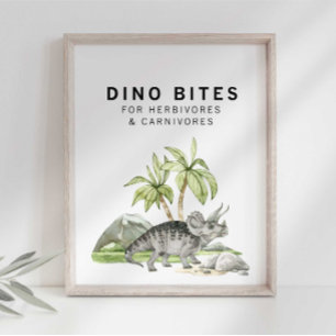 Watercolor Jurassic Dino Bites Sign