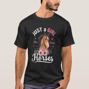 Watercolor Just a Girl Who Loves Horses Horse Rid T-Shirt