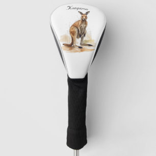 watercolor kangaroo customisable golf head cover
