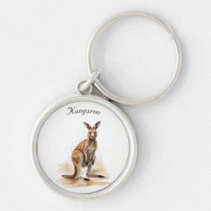watercolor kangaroo customisable key ring