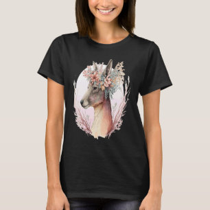 Watercolor Kangaroo Flower Crown Australian Animal T-Shirt