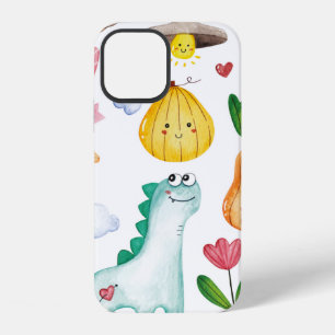 Watercolor kawaii doodles isolated on white backgr iPhone 12 case