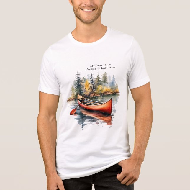 Watercolor Kayak On The Lake Tri-Blend Shirt (Front)