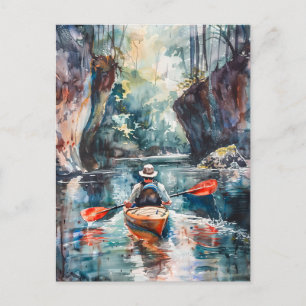 Watercolor Kayak Painting Postcard