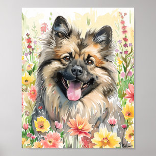 Watercolor Keeshond Dog Art Print for Dog Lovers