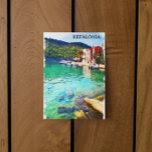 Watercolor Kefalonia Greece Coastal View Postcard<br><div class="desc">Watercolor vintage travel postcard featuring a coastal view on the beautiful Greek island of Kefalonia. Beautiful Greece vacation postcard for every tourist and fan of the popular travel destination in the Mediterranean Sea. Make your own and purchase now.</div>
