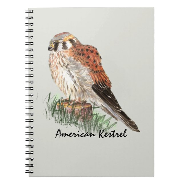 Watercolor Kestrel Falcon Bird Nature Art Notebook (Front)