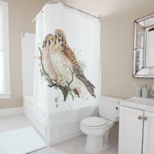 Watercolor Kestrel Falcon Bird Wildlife Art  Shower Curtain