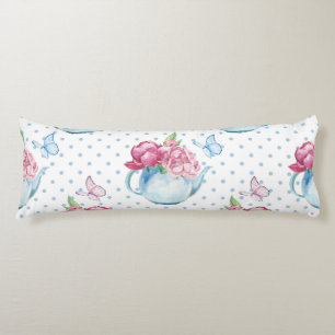 watercolor kettle peony body cushion