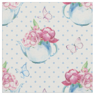 watercolor kettle peony fabric