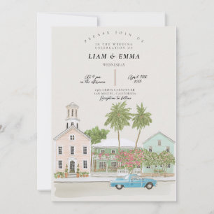 Watercolor KEY WEST Wedding Florida keys Invitation