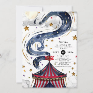Watercolor Kids Circus Birthday Invitation