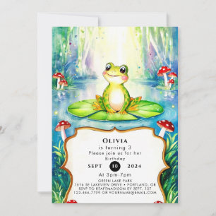 Watercolor Kids Frog Birthday Invitation
