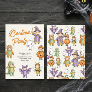 Watercolor Kids Halloween Costume Party Whimsical Invitation