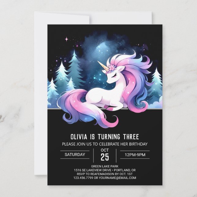 Watercolor Kids Horse Birthday Invitation (Front)