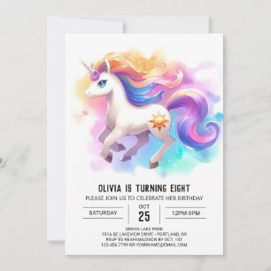 Watercolor Kids Horse Birthday Invitation