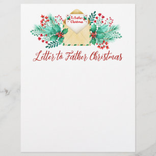 Watercolor Kids Letter to Santa/ Father Christmas Custom Letterhead