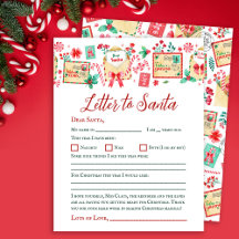 Watercolor Kids Letter to Santa Paper Sheet