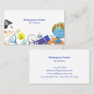 Watercolor Kindergarten Teacher Business Card