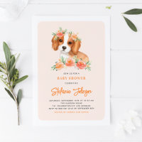 Watercolor King Charles Spaniel Floral Baby Shower