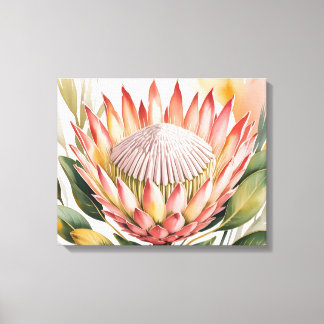 Watercolor king protea canvas print