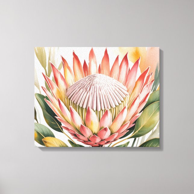 Watercolor king protea canvas print (Front)
