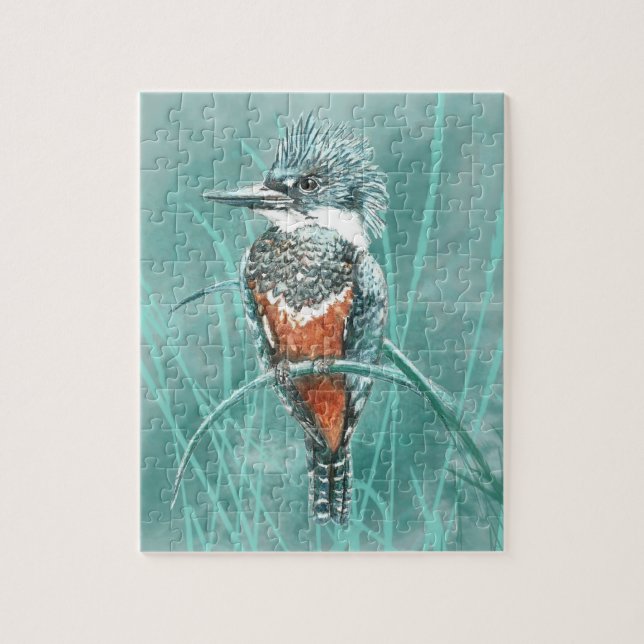 Watercolor Kingfisher Bird Nature Art Jigsaw Puzzle (Vertical)