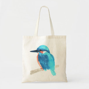 watercolor kingfisher bird tote bag