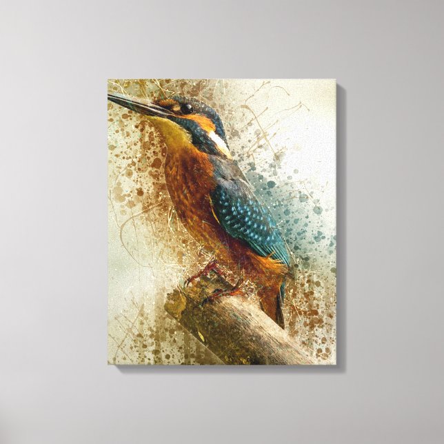 Watercolor Kingfisher Canvas Print (Front)