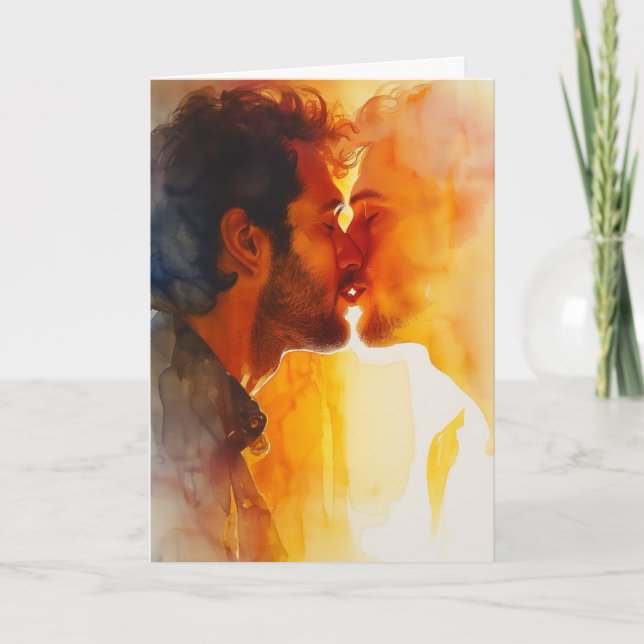 Watercolor Kiss Card (Front)