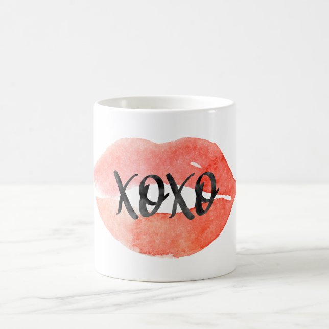 Watercolor Kiss XOXO Coffee Mug (Center)