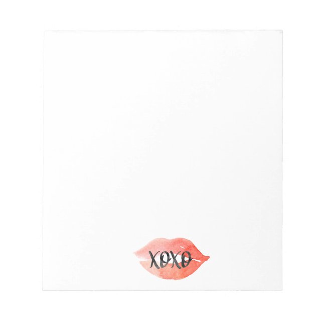 Watercolor Kiss XOXO Notepad (Front)