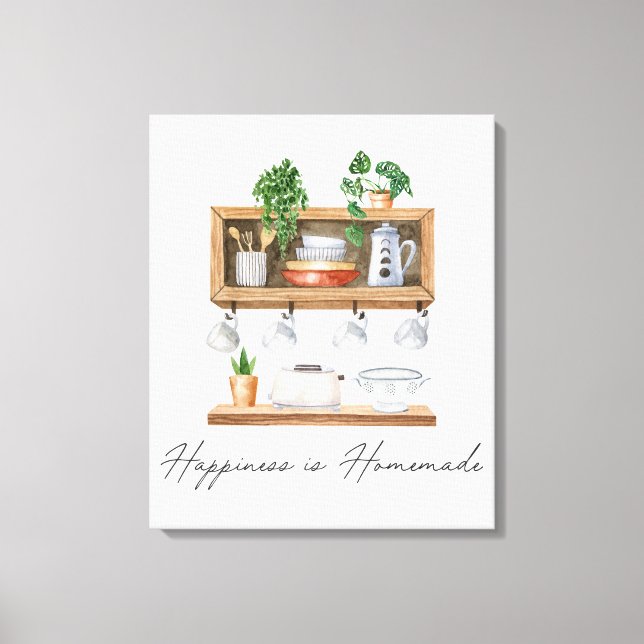 Watercolor Kitchen Boho Cooking Quote Canvas Print (Front)