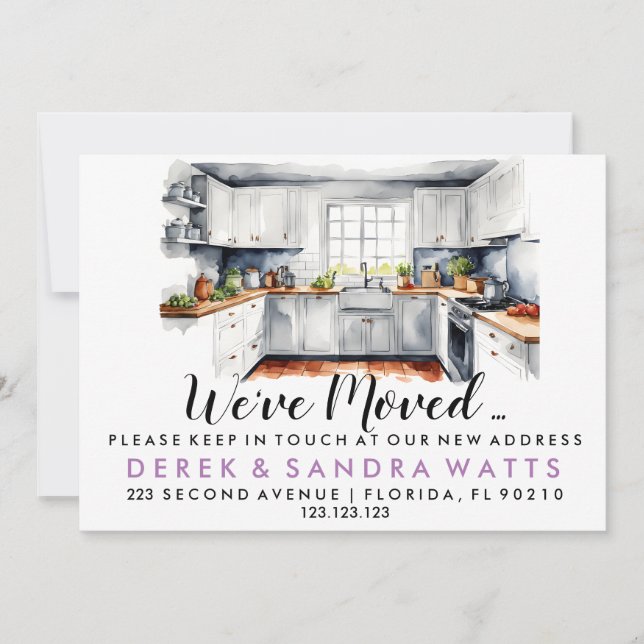 Watercolor kitchen Change of address we've moved Invitation (Front)
