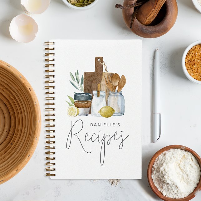 Watercolor Kitchen Supplies Personalised Notebook (Creator Uploaded)